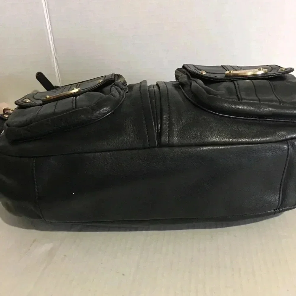 B. Makowsky Black leather hobo handbag